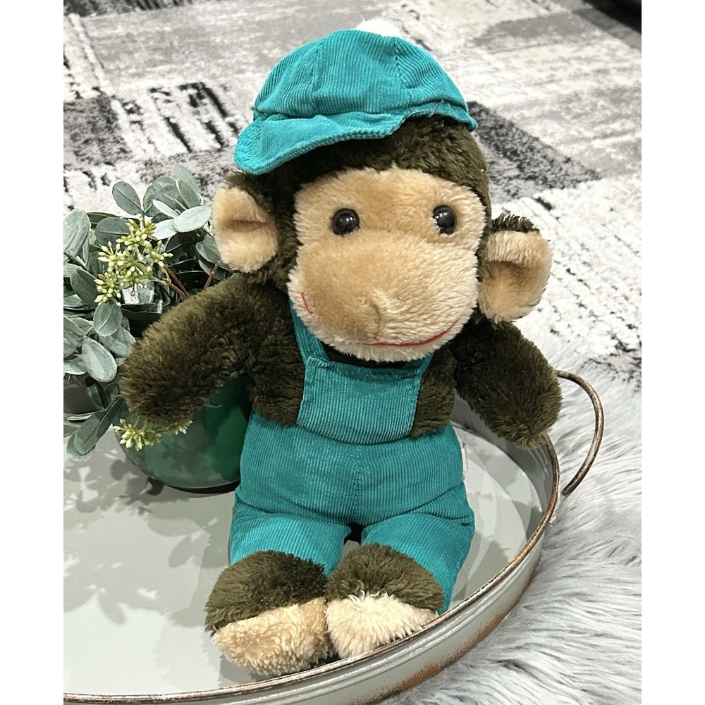 Vintage Interpur 16" Monkey Green Corduroy Overalls & Hat